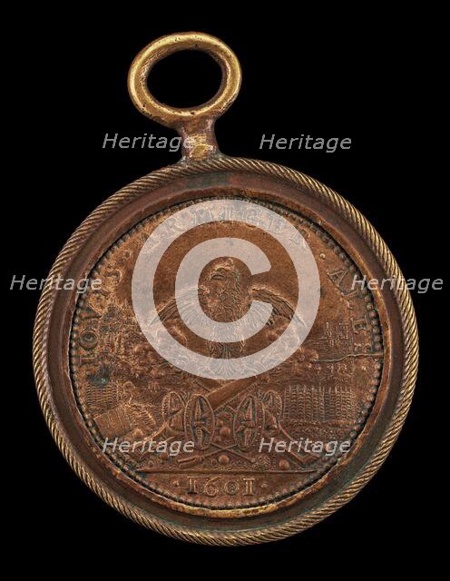 Eagle Astride Two Cannons (The Artillery) [reverse], 1601. Creator: Philippe Danfrie.