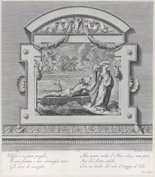 Plate 26: Ulysses escaping on a raft with the aid of the sea deity Leucothea, 1756. Creators: Bartolomeo Crivellari, Gabriel Söderling.