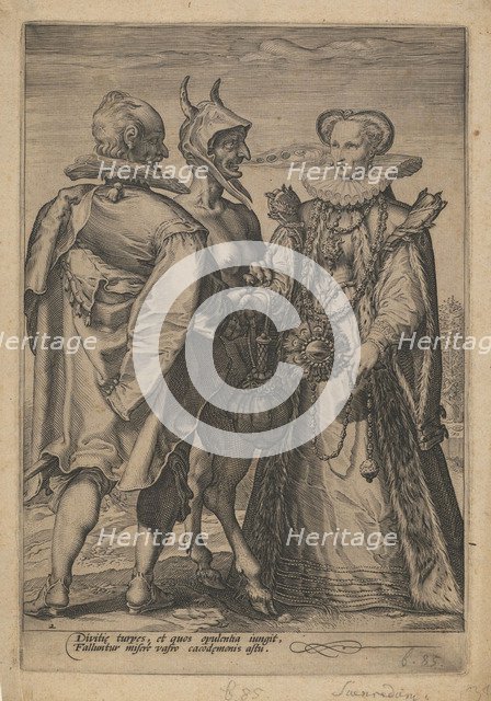 Marriage for Wealth Officiated by the Devil, ca. 1600. Artist: Saenredam, Jan (1565-1607)