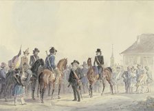 The leaders of the Palatinate-Baden uprising of 1849 Boening, Goegg, Blencker and his wife... Creator: Friedrich Kaiser.