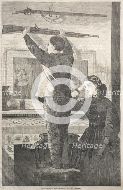 Thanksgiving Day - Hanging up the Musket, 1865. Creator: Winslow Homer (American, 1836-1910).