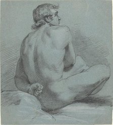 Seated Male Nude, probably 1786/1791. Creator: Samuel Woodforde.