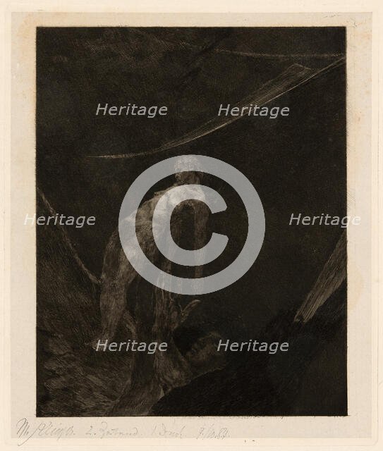 Back into Nothingness, plate fifteen from A Life, 1884. Creator: Max Klinger.