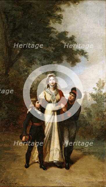 Queen Luise with her sons in Luisenwahl Park, c.1886. Creator: Steffeck, Carl (1818-1890).