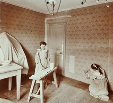 Housewifery lesson, Denmark Hill School, Dulwich, London, 1908. Artist: Unknown.