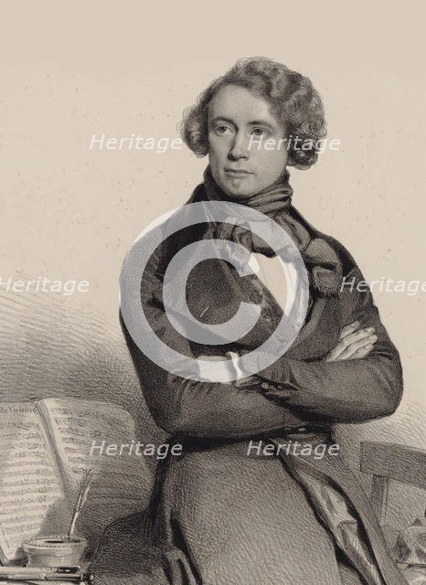 Portrait of the cellist and composer Adrien-François Servais (1807-1866) , 1838. Creator: Baugniet, Charles-Louis (1814-1886).
