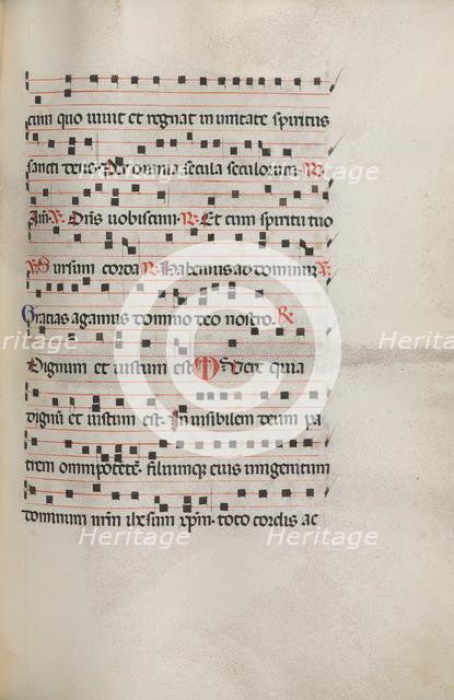 Missale: Fol. 154: Music for "Exultet", 1469. Creator: Bartolommeo Caporali (Italian, c. 1420-1503).