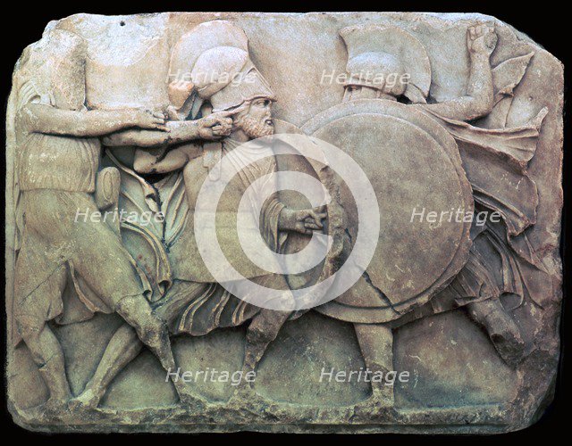 Greek relief of Hoplites in battle. Artist: Unknown