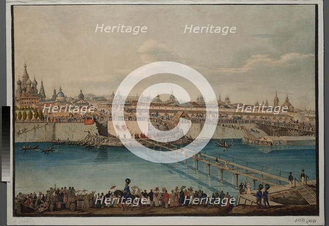 Cornerstone Laying Ceremony for the Moskvoretsky Bridge in Moscow, 1830. Creator: Hampeln, Carl, von (1794-after 1880).