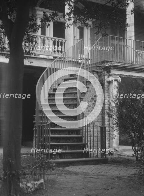 Stairway to the first floor of a building, [16 Charlotte Street], Charleston, South..., c1920-1926. Creator: Arnold Genthe.