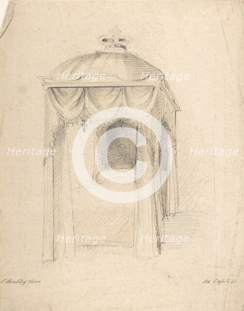 Design for a Bed with Canopy, 1841-84. Creator: Charles Hindley & Sons.
