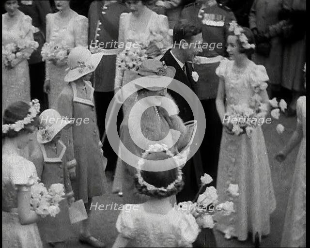 Marriage Procession of Anne Bowes-Lyon and Lieutenant-Colonel Thomas Anson With King George..., 1938 Creator: British Pathe Ltd.