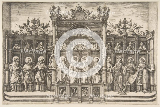 Large Choirstall with Christ Blessing the Virgin, ca. 1518-20. Creator: Daniel Hopfer.