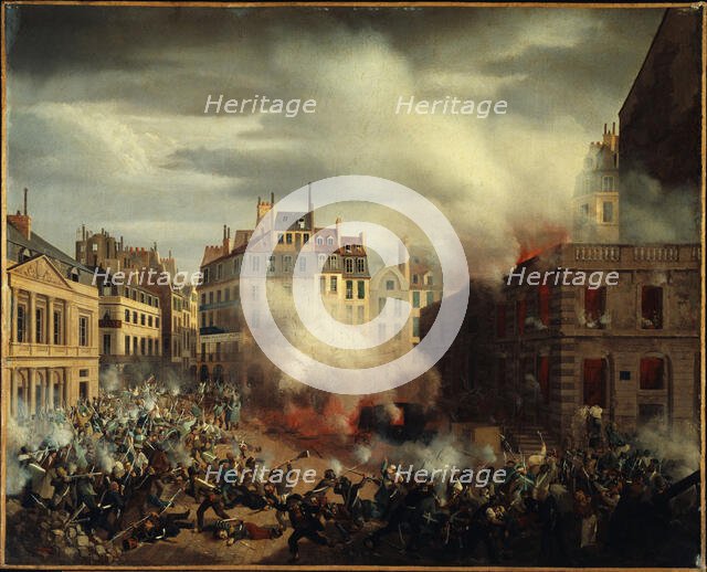 Fire in the water tower, Place du Palais-Royal, February 24, 1848. Creator: Eugene Henri Adolphe Hagnauer.