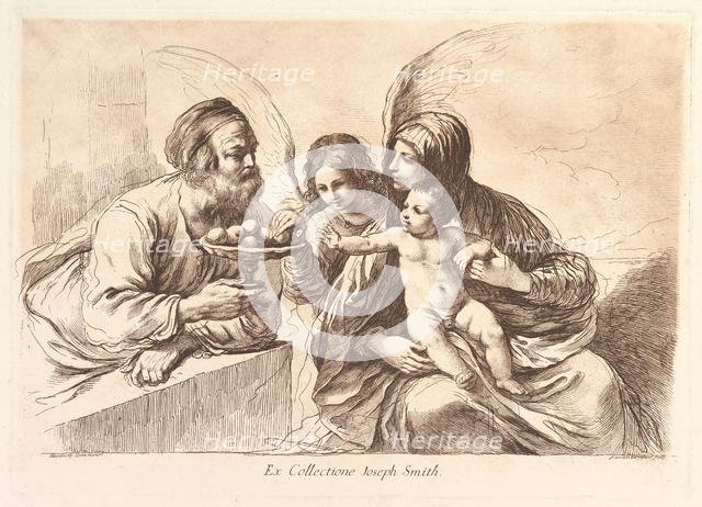 Holy Family with an Angel Who Offers Fruit to the Christ Child: Raccolta di alcuni disegni..., 1764. Creator: Francesco Bartolozzi.