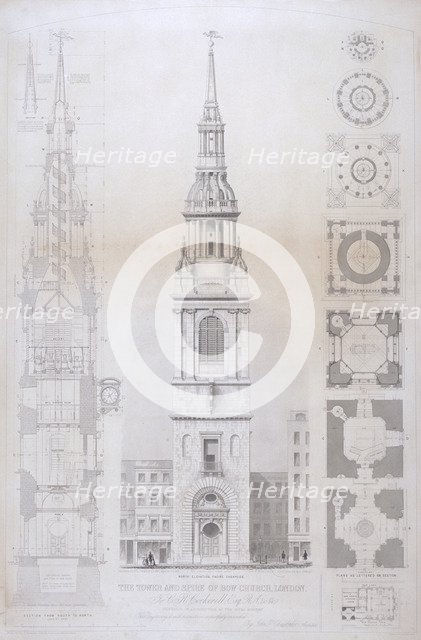 Church of St Mary le Bow, City of London, 1850. Artist: John Le Keux