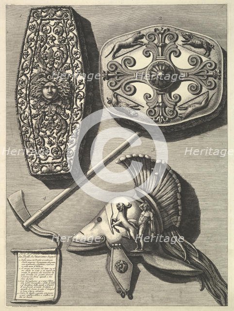 Parti in grande restaurati de' Trofei de Ottaviano Augusto (Restored detail of the Tro..., ca. 1753. Creator: Francesco Piranesi.