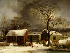 Winter Scene in New Haven, Connecticut, ca. 1858. Creator: George Henry Durrie.