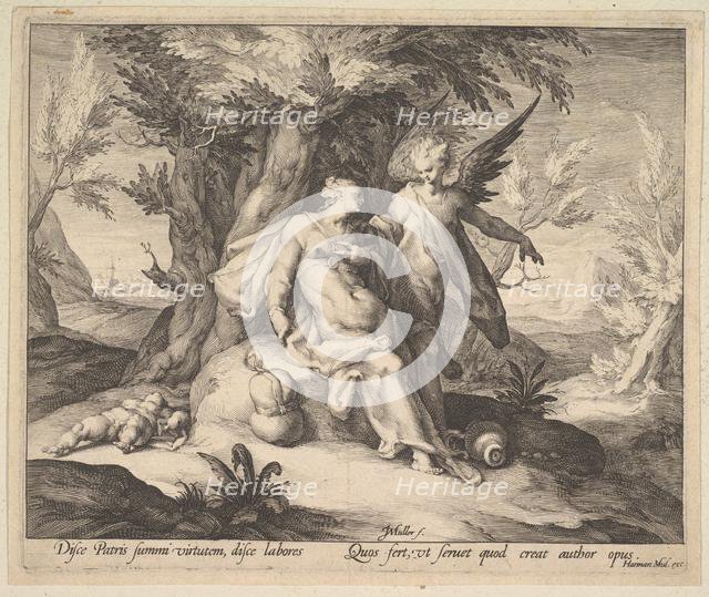 Hagar in the Desert Consoled by an Angel, ca. 1609. Creator: Jan Muller.