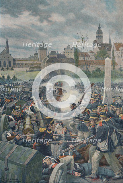 'The French Army Leaving Leipsic', 1813, (1896).  Artist: Unknown.