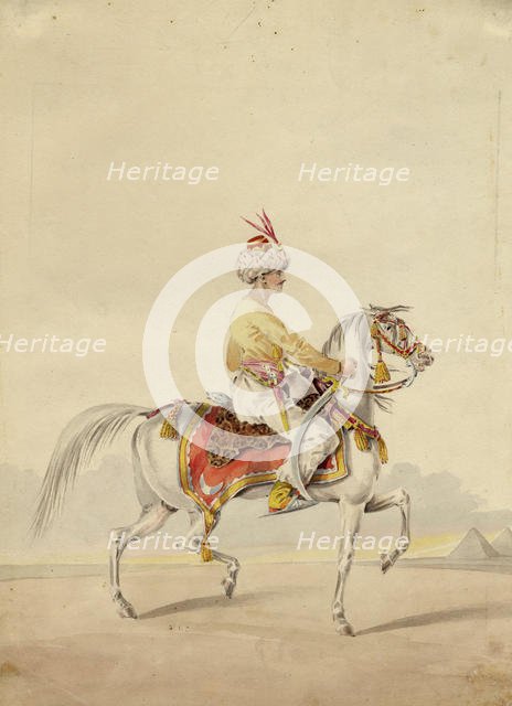 Mamluk on horseback, ca 1825. Artist: Anonymous  