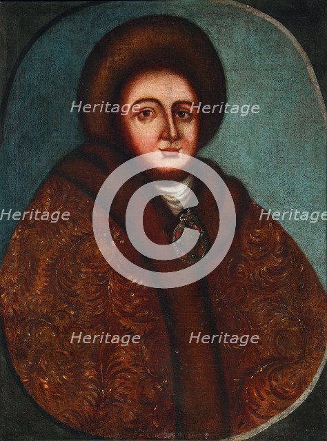 Portrait of Tsarina Evdokiya Feodorovna Lopukhina (1669-1731), the wife of tsar Peter I of Russia. Artist: Anonymous, 18th century  