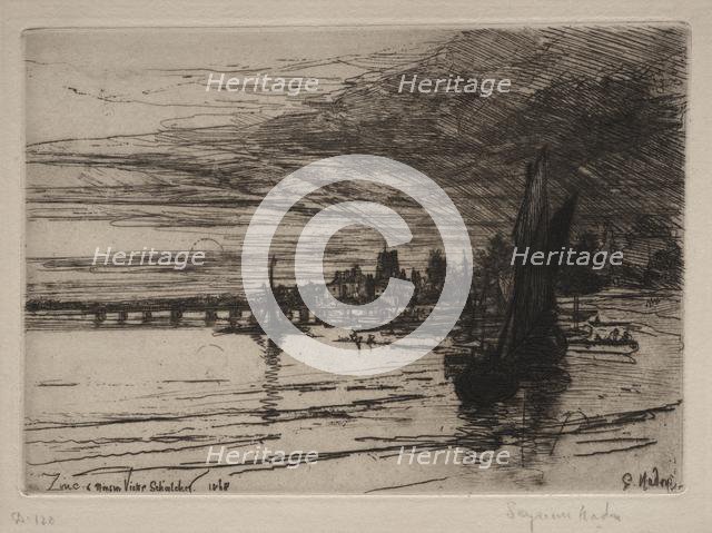Battersea Bridge, 1868. Creator: Francis Seymour Haden (British, 1818-1910).