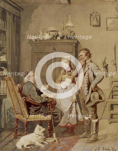 Man and Woman before Priest, mid 19th century. Creator: Albrecht Kindler.