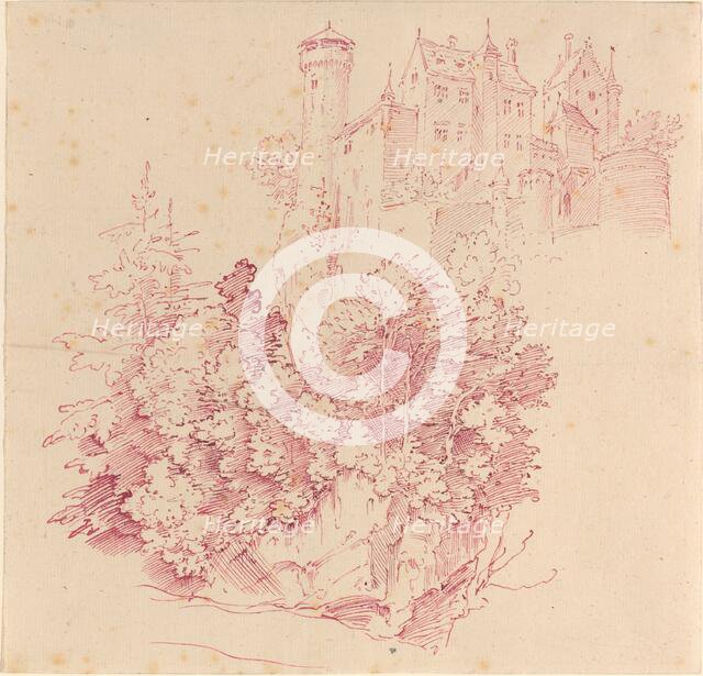 Fortified Castle on a High Cliff, c. 1830. Creator: Moritz von Schwind.