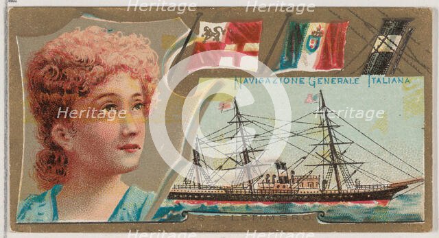 Navigazione Generale Italiana, from the Ocean and River Steamers series (N83) for Duke bra..., 1887. Creator: Unknown.