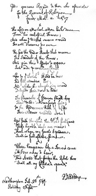 Poem by Dr Doddridge, 1746, (1840).Artist: Philip Doddridge