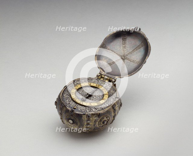 Oval silver and gold watch, 16th-17th century. Artist: Unknown.