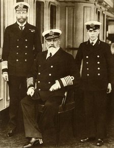 King Edward VII with his son George, Prince of Wales, and grandson Prince Edward, 1910, (1935). Creator: Unknown.