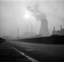 A London power station on a foggy morning, c1945-c1965. Artist: SW Rawlings