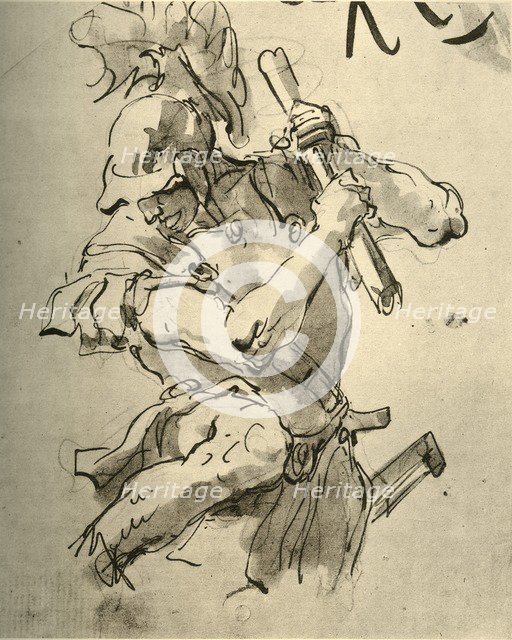 'Soldier raising his arm to strike', mid 18th century, (1928). Artist: Giovanni Battista Tiepolo.