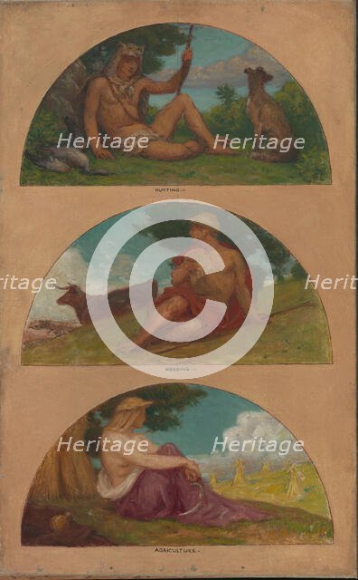 The Progress of Civilization: Hunting, Herding, Agriculture..., 1905-1906. Creator: Kenyon Cox.