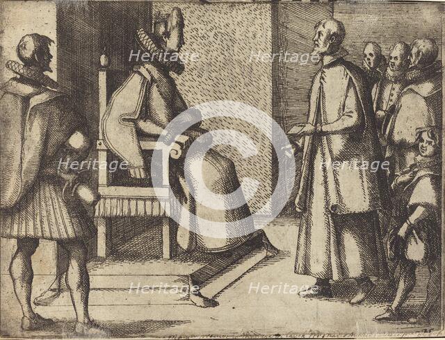 The Envoy of Tuscany thanking the Queen [verso], 1612. Creator: Jacques Callot.