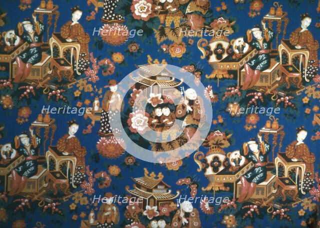 A Chinese Tea Party (Furnishing Fabric), Manchester, c. 1854. Creator: Daniel Lee & Co.