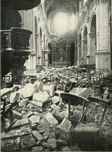 'The Damage Done to Cambrai Cathedral', (1919).  Creator: Unknown.