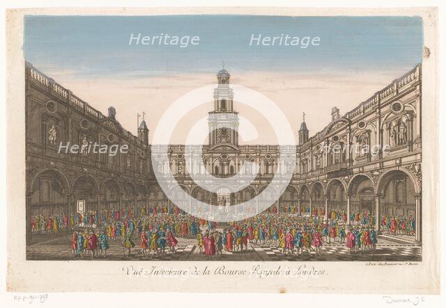 View of the interior of the Royal Exchange in London, 1745-1775. Creator: Unknown.