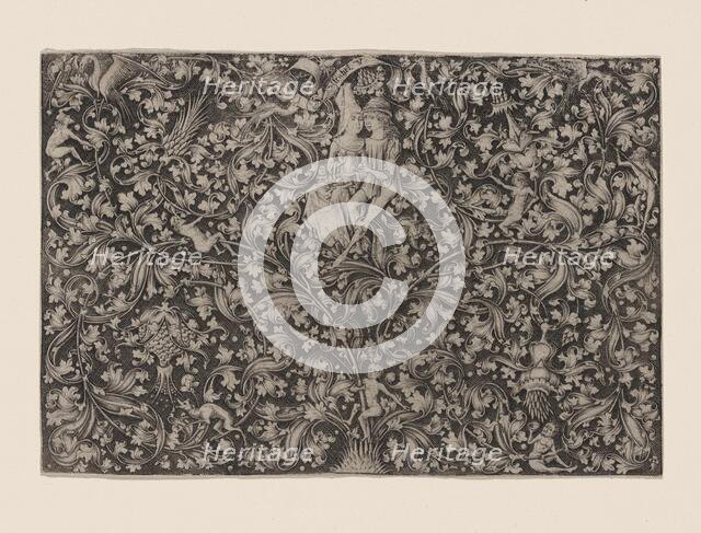 Ornament with two lovers, c.1495. Creator: Meckenem, Israhel van, the Younger (around 1440-1503).