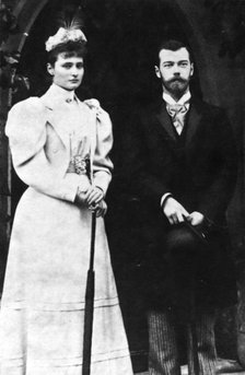 Tsarina Alexandra Feodorovna and Tsar Nicholas II of Russia, c1900.  Artist: Unknown.