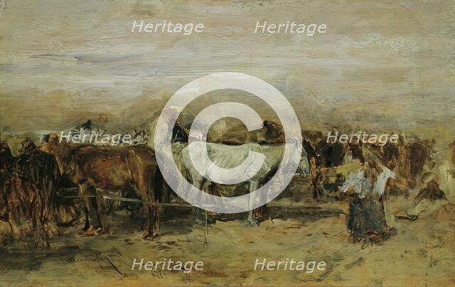 Horse market in Szolnok II, 1877. Creator: August von Pettenkofen.