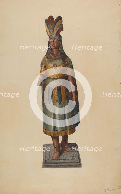 Cigar Store Indian, c. 1938. Creator: Henry Tomaszewski.