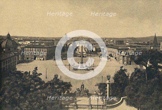 'Roma - View from the Pincian Garden: Square of the Popolo (poplar-trees)', 1910. Artist: Unknown.
