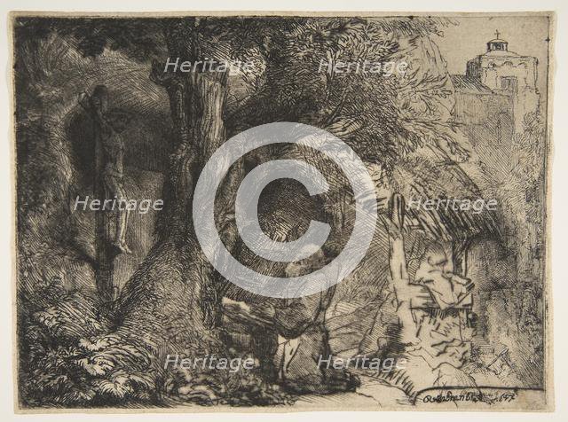 Saint Francis beneath a Tree, Praying, 1657. Creator: Rembrandt Harmensz van Rijn.