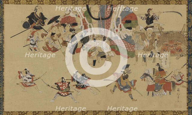 Street scene during a festival, ca. 1750-70. Creator: Yamamoto Fujinobu.