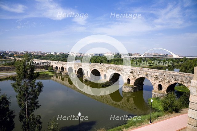 Roman Bridge over the Guadiana River, Merida, Spain, 2007. Artist: Samuel Magal