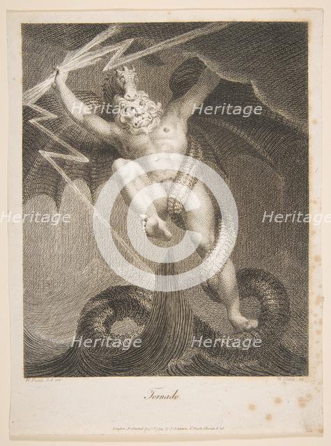 Tornado-Zeus Battling Typhon (Erasmus Darwin, The Botanic Garden), August 1, 1795. Creator: William Blake.