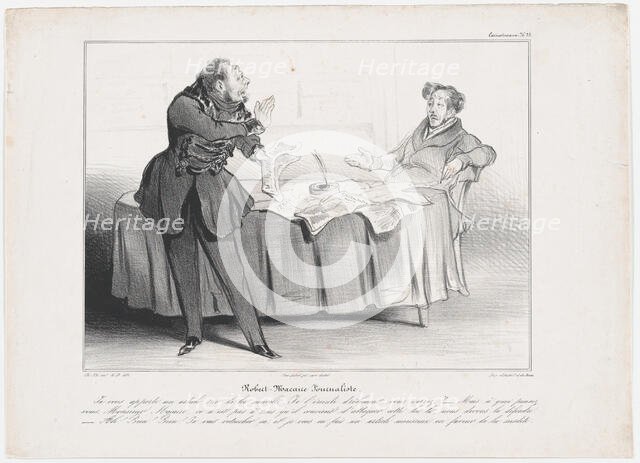 Plate 33: Robert Macaire Journaliste, 1838.  Creator: Honore Daumier.